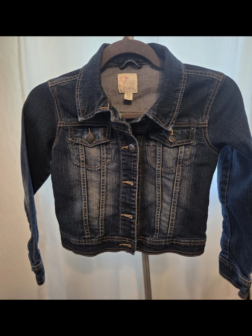 ChildrensPlace-  Girls Denim Jacket with Heart Detail Size 7/8